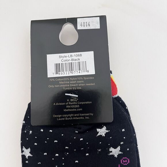 Laurel Burch Socks Black Mystic Moon Stars Trees Artist Sock Size 9-11 NEW - Picture 6 of 8